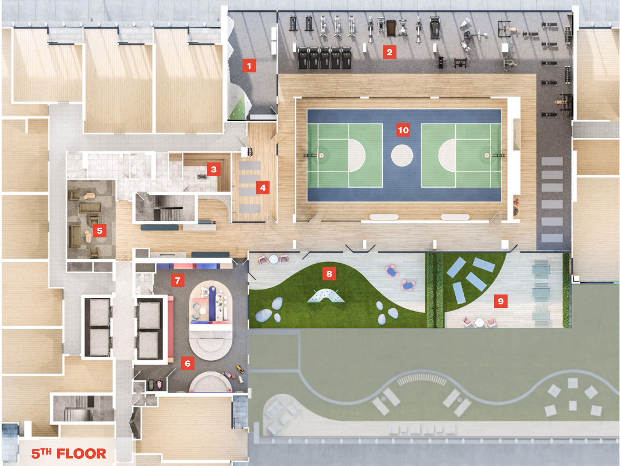 Rendering of the 5th Floor of the building